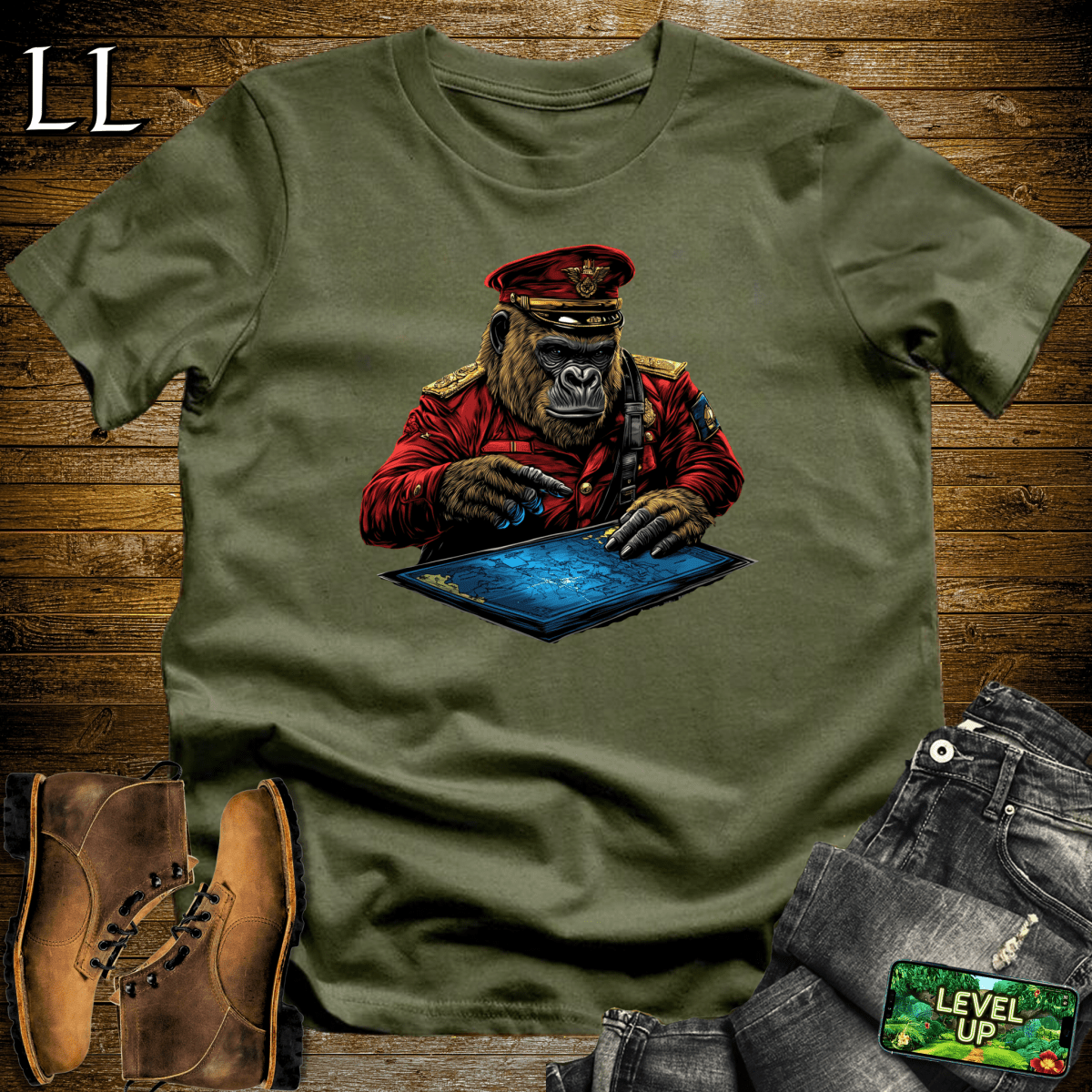 Battle Commander Gorilla Softstyle Tee - Military Green - LegacyLayers