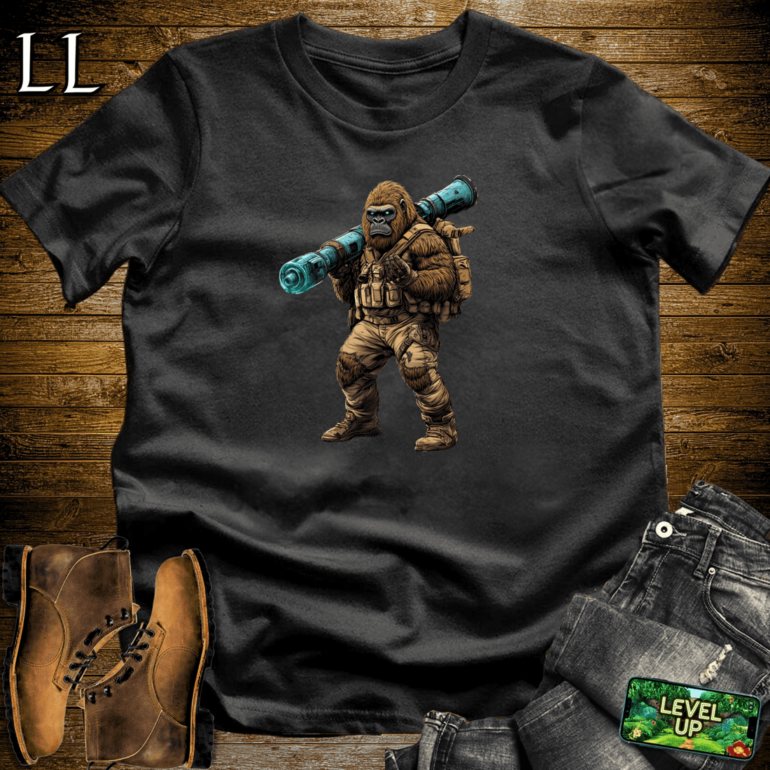 Bazooka Gorilla Softstyle Tee Black | Action Lover Gift Tee