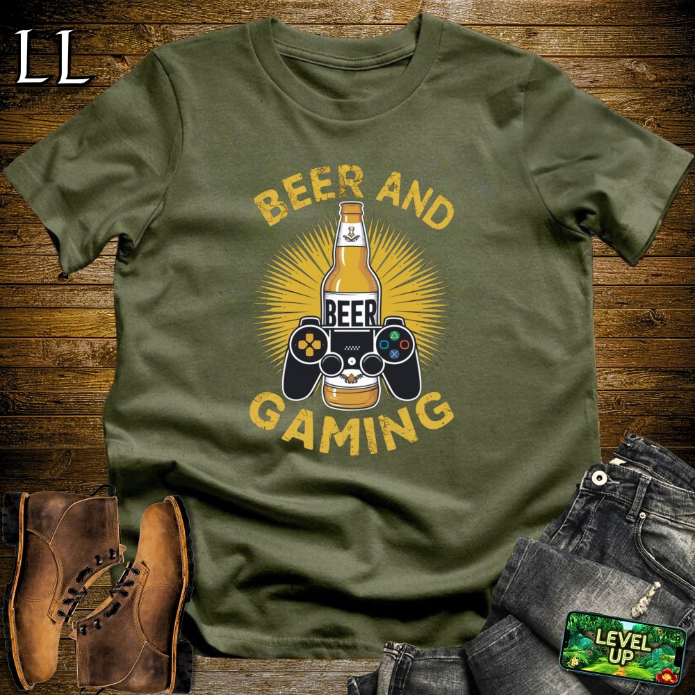 Beer and Gaming Softstyle Tee - Military Green - LegacyLayers