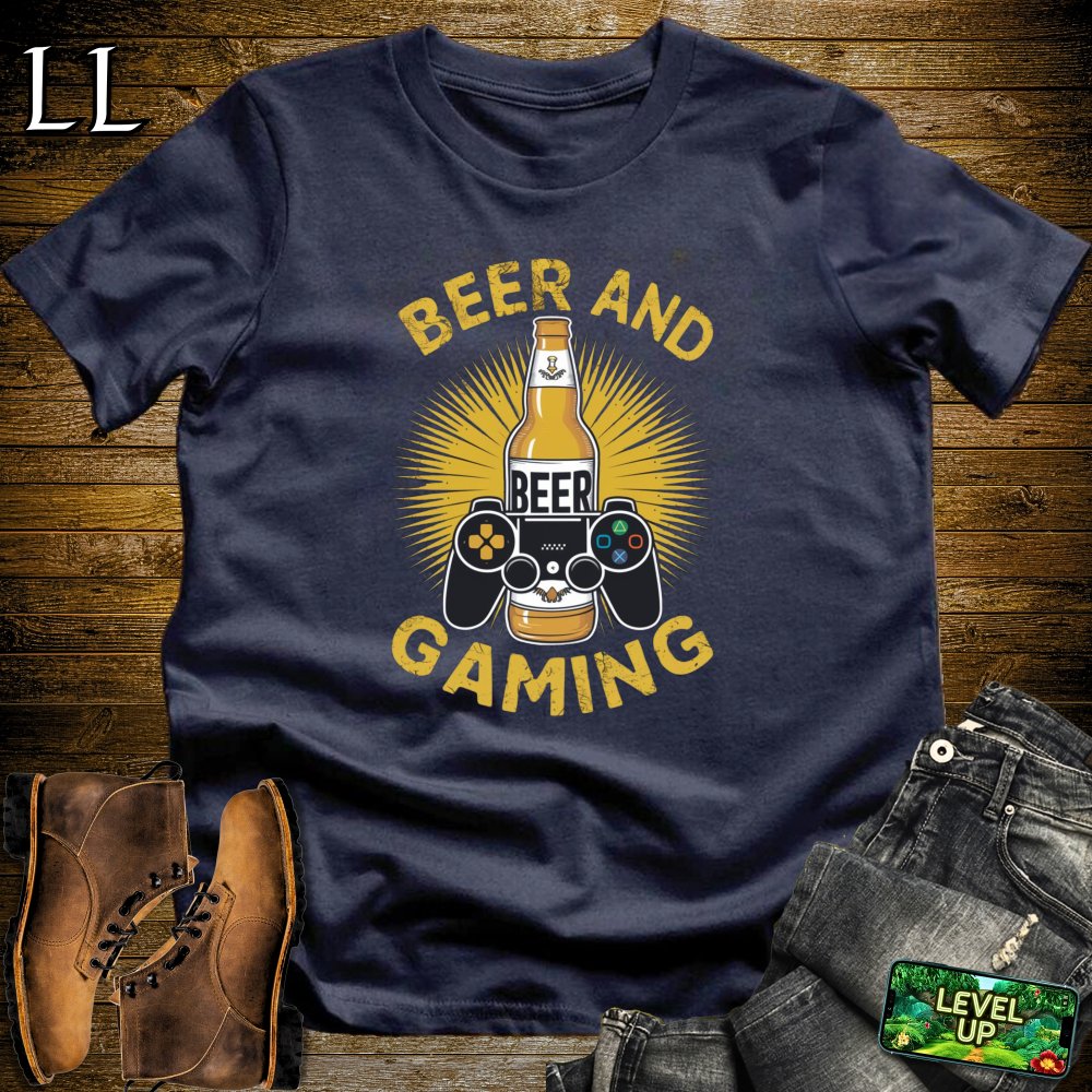 Beer and Gaming Softstyle Tee - Navy - LegacyLayers