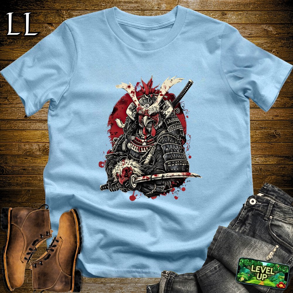 Beheader Chicken Samurai Light Blue | Funny Warrior Tee