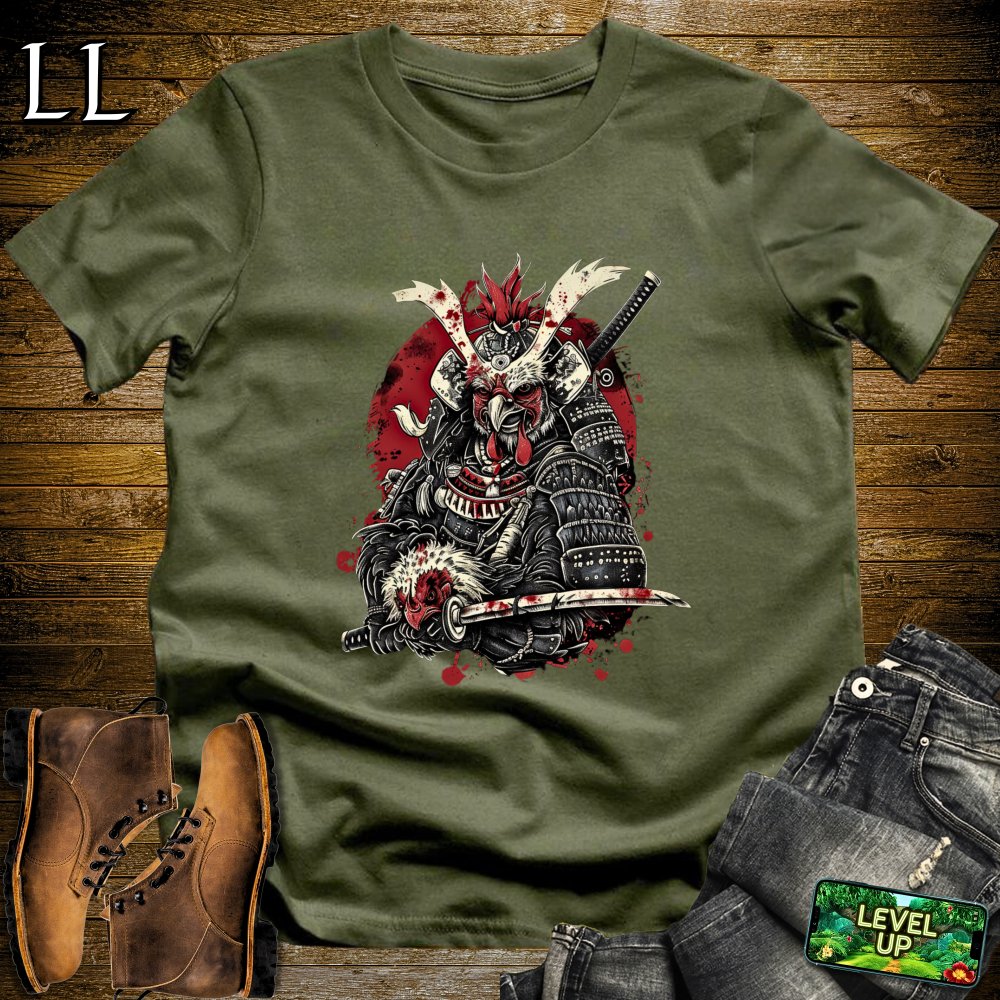 Beheader Chicken Samurai Military Green | Funny Warrior Tee