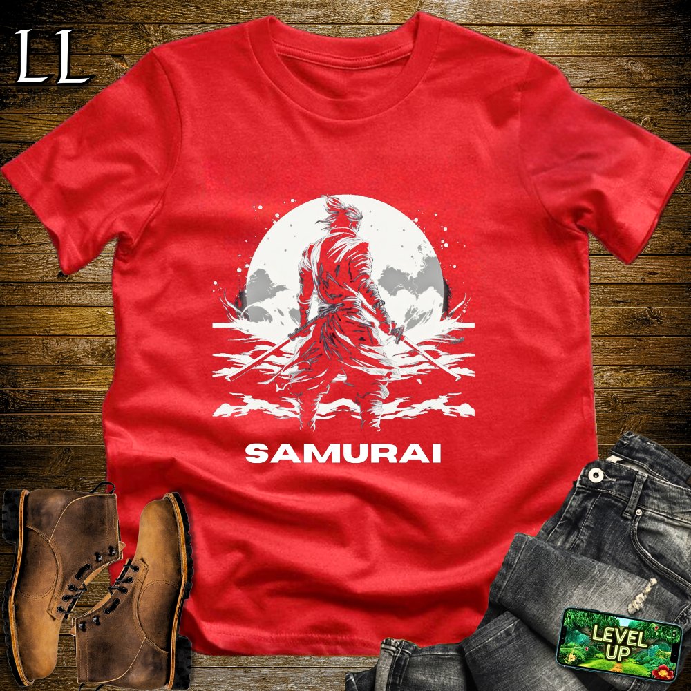 Black and White Samurai Softstyle Tee - Red - LegacyLayers