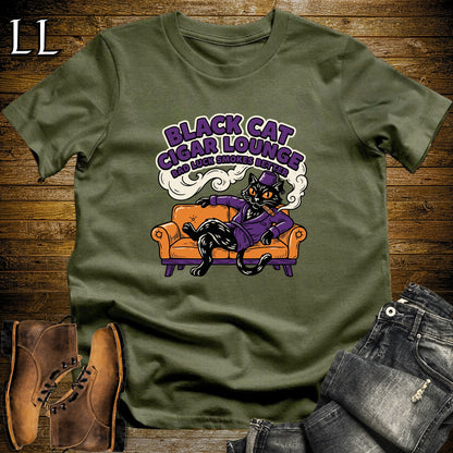 Black Cat Cigar Lounge Fez Smoking Jacket T-Shirt Military Green | Cigar Cat Shirt