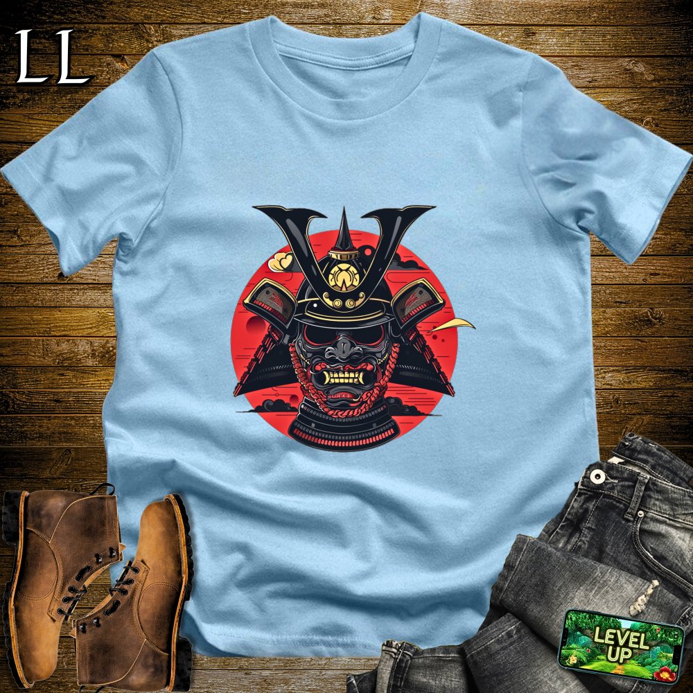 Black Samurai Mask Light Blue | Honor & Strength Tee