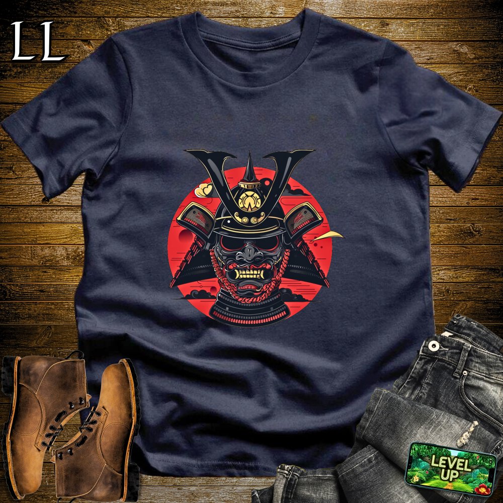 Black Samurai Mask Softstyle Tee - Navy - LegacyLayers