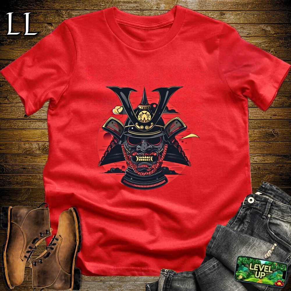 Black Samurai Mask Softstyle Tee - Red - LegacyLayers