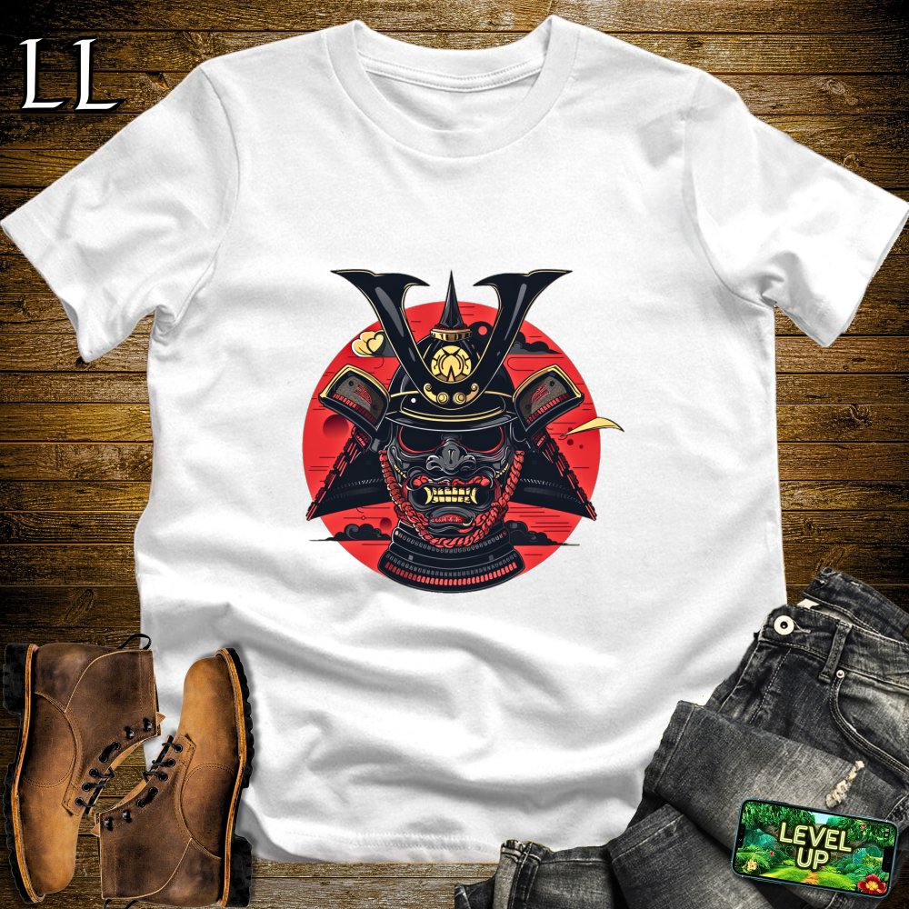 Black Samurai Mask White | Honor & Strength Tee
