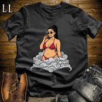 Valentina's Smoke Break Cigar Girl T-Shirt Black | Cigar Pin-Up Girl Tee