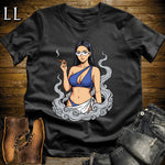 Azura's Smoke Break Cigar Girl T-Shirt Black | Cigar Pin-Up Girl Tee