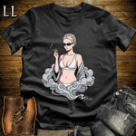 Perla's Smoke Break Cigar Girl T-Shirt Black | Cigar Pin-Up Girl Tee
