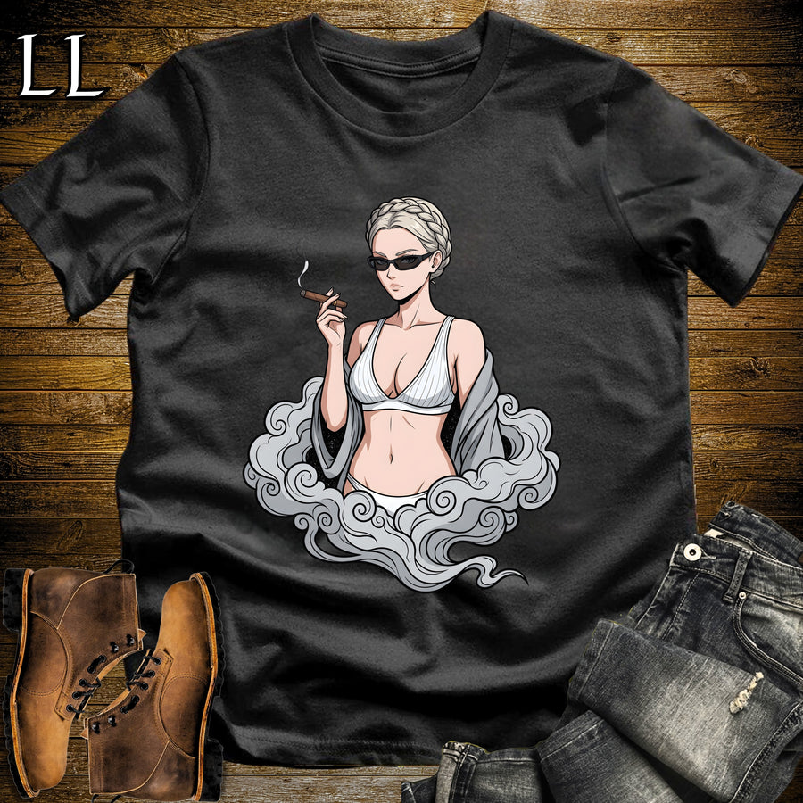 Perla's Smoke Break Cigar Girl T-Shirt Black | Cigar Pin-Up Girl Tee