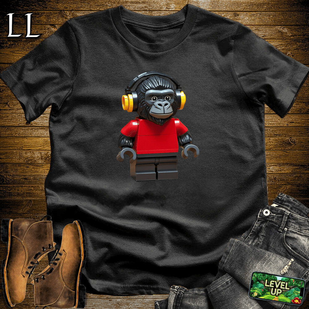 Block Toy Red Shirt Gorilla Black | Retro Block Design Tee