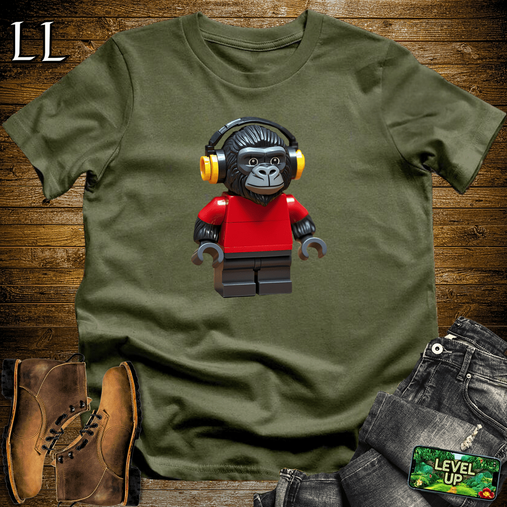 Block Toy Red Shirt Gorilla Military Green | Retro Block Design Tee