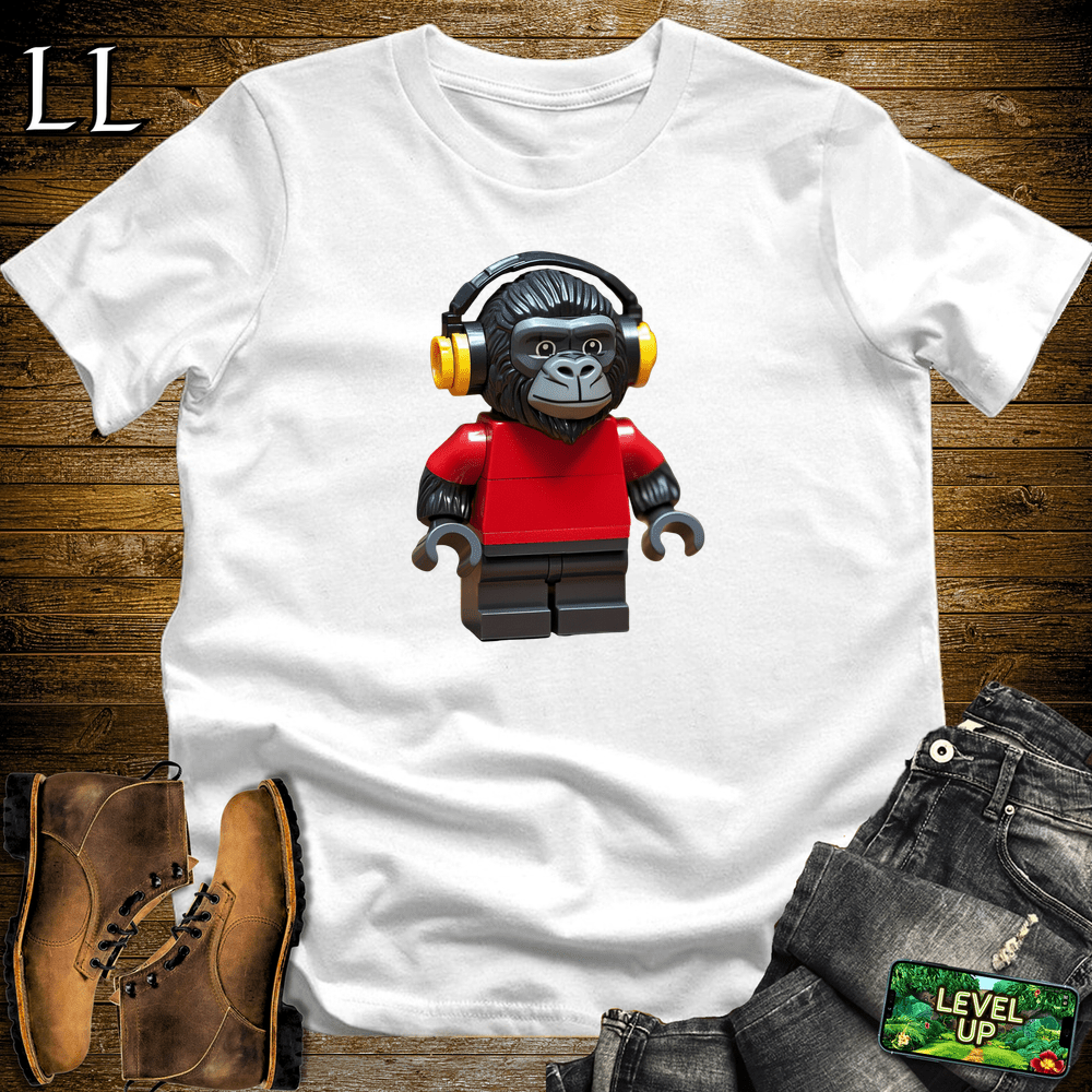 Block Toy Red Shirt Gorilla White | Retro Block Design Tee