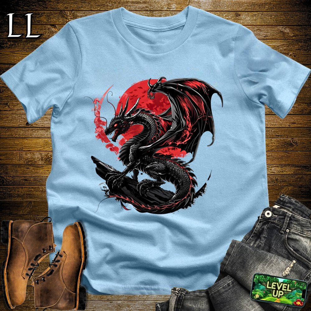 Blood Moon Black Dragon Softstyle Tee - Light Blue - LegacyLayers