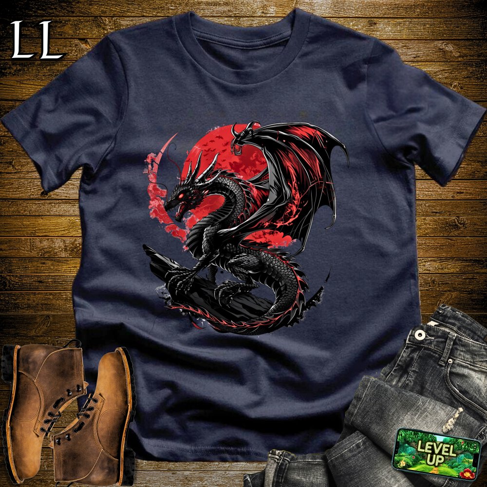 Blood Moon Black Dragon Softstyle Tee - Navy - LegacyLayers