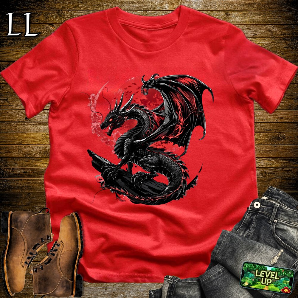 Blood Moon Black Dragon Softstyle Tee - Red - LegacyLayers