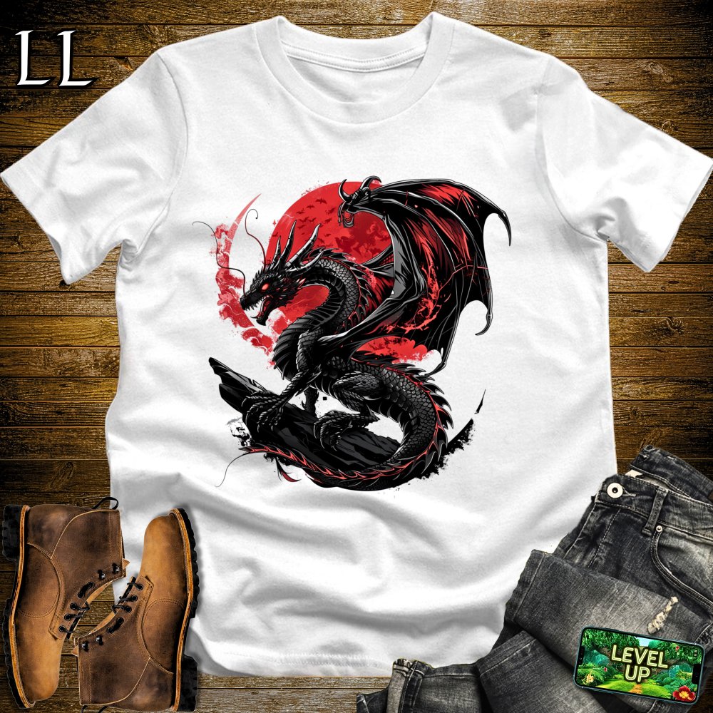 Blood Moon Black Dragon Softstyle Tee - White - LegacyLayers