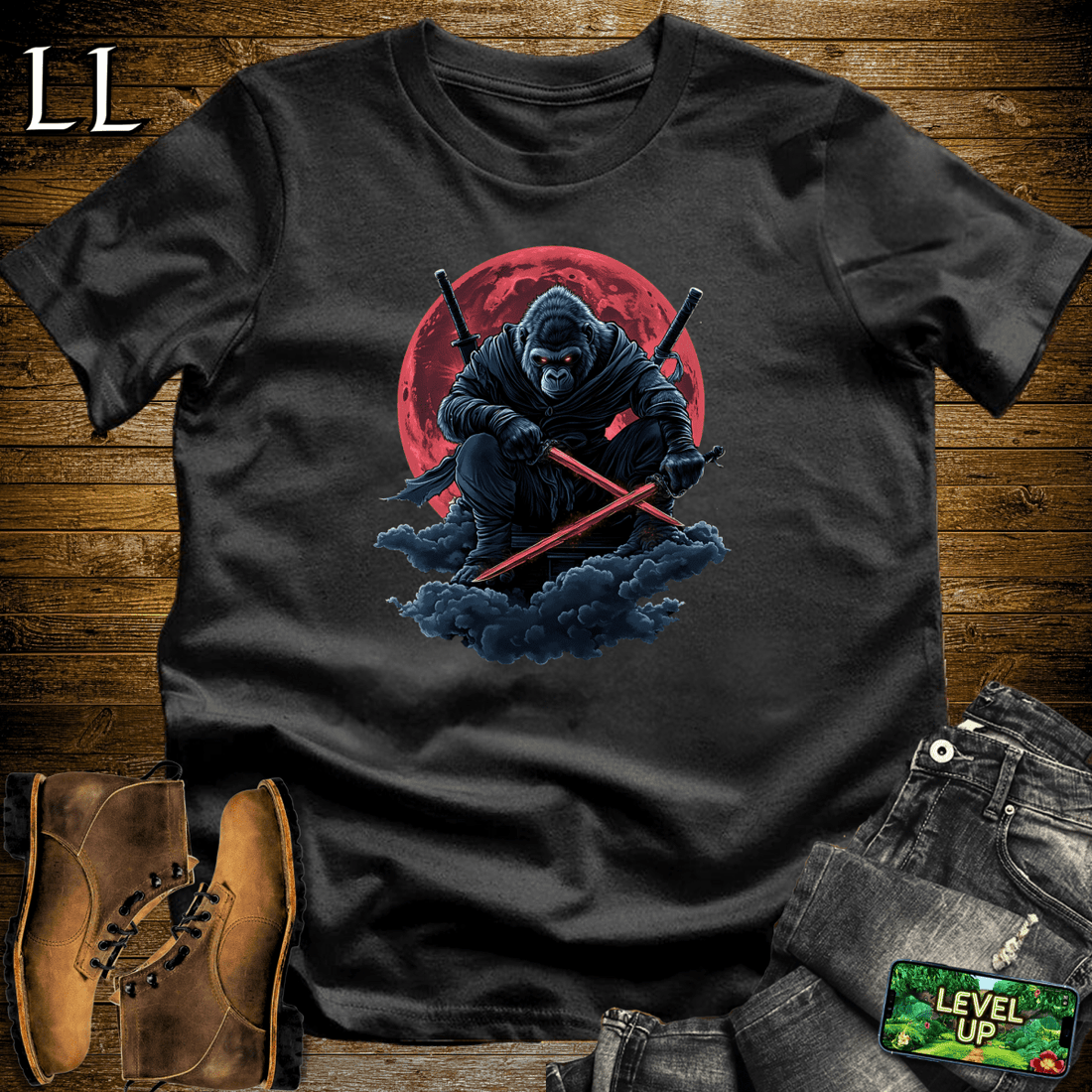 Blood Moon Gorilla Softstyle Tee Black | Gothic Gift Tee