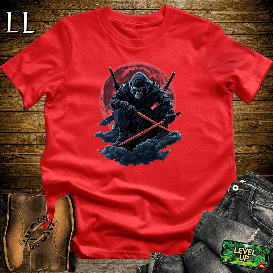 Blood Moon Gorilla Softstyle Tee Red | Gothic Gift Tee