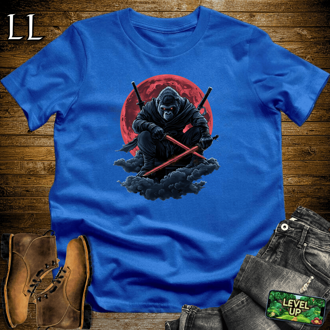 Blood Moon Gorilla Softstyle Tee Royal | Gothic Gift Tee
