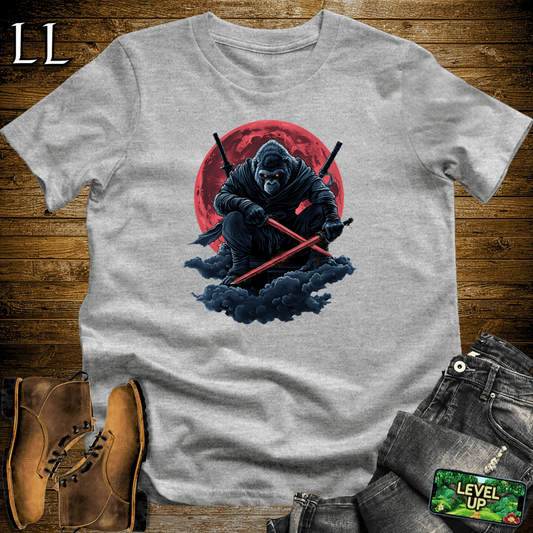 Blood Moon Gorilla Softstyle Tee Sport Grey | Gothic Gift Tee