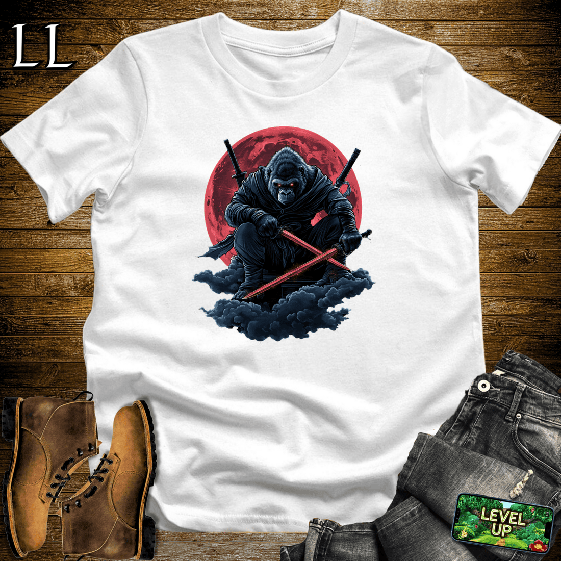 Blood Moon Gorilla Softstyle Tee White | Gothic Gift Tee