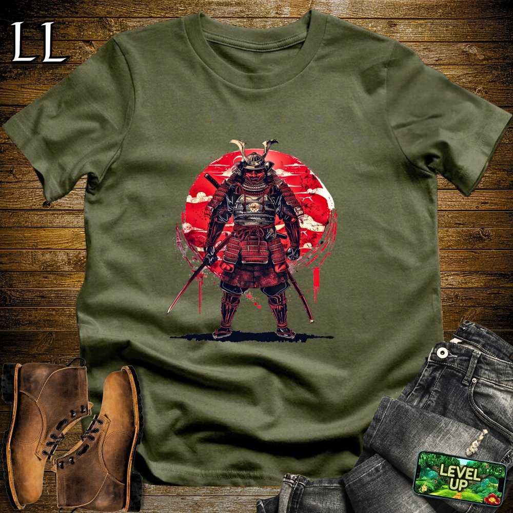 Blood Moon Samurai Military Green | Mystical Warrior Tee