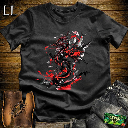 Blood Splatter Dragon Softstyle Tee - Black - LegacyLayers