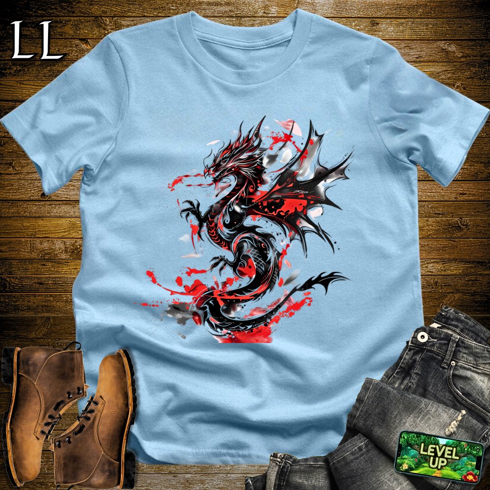 Blood Splatter Dragon Softstyle Tee - Light Blue - LegacyLayers