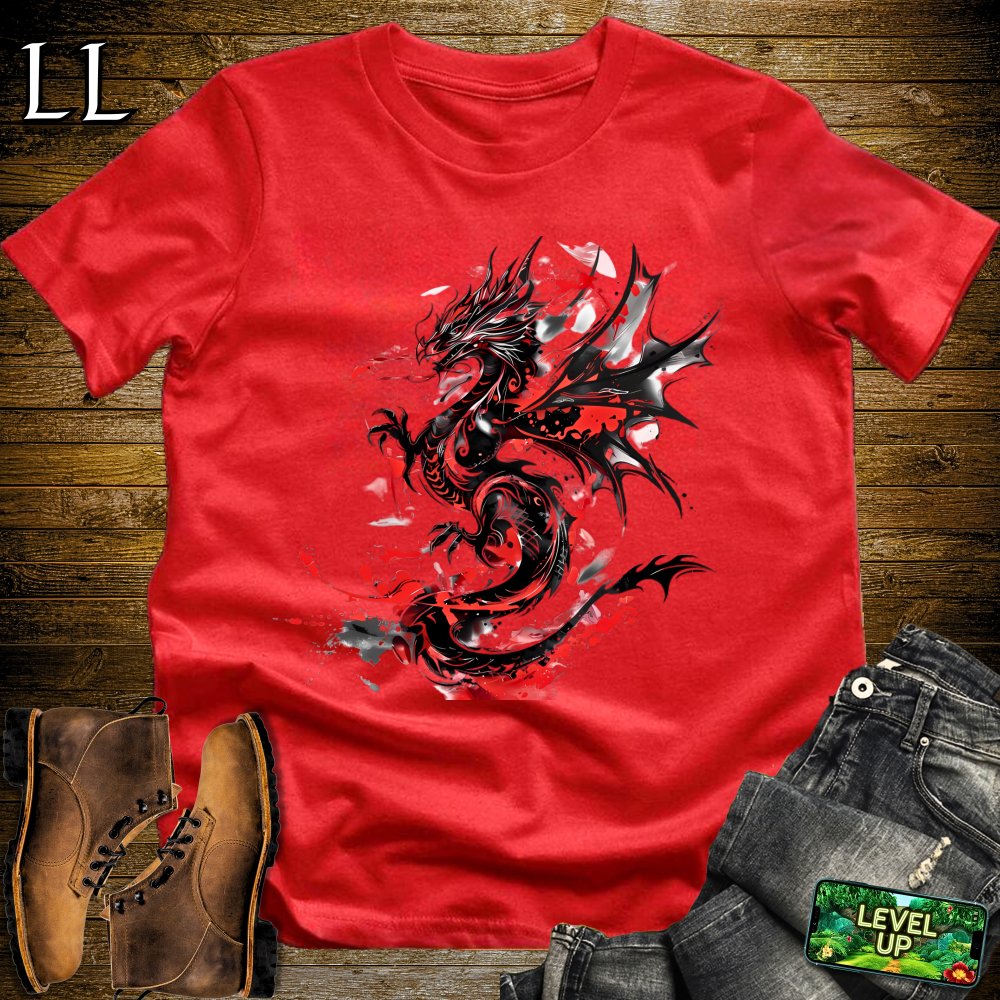 Blood Splatter Dragon Softstyle Tee - Red - LegacyLayers