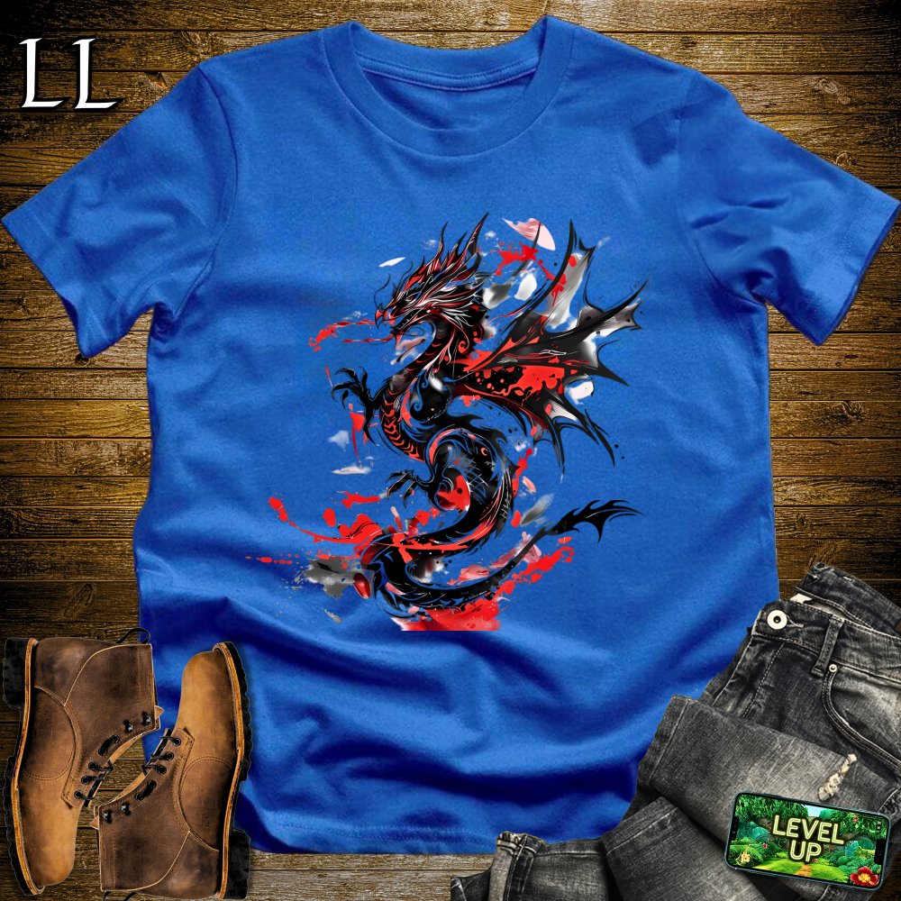 Blood Splatter Dragon Softstyle Tee - Royal - LegacyLayers