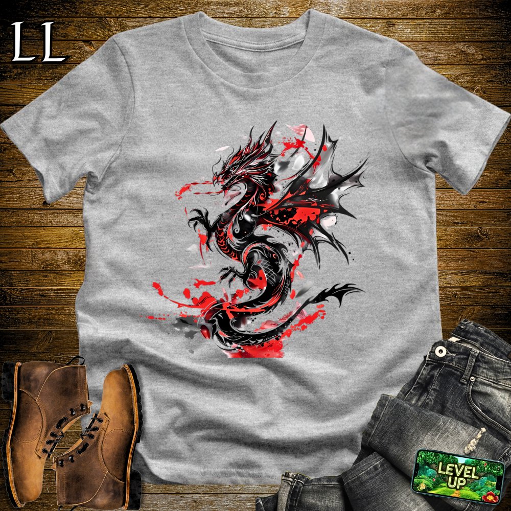 Blood Splatter Dragon Softstyle Tee - Sport Grey - LegacyLayers