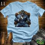 Gorilla in a blue checker suit smoking a cigar graphic tee in Light Blue — by Legacy Layers