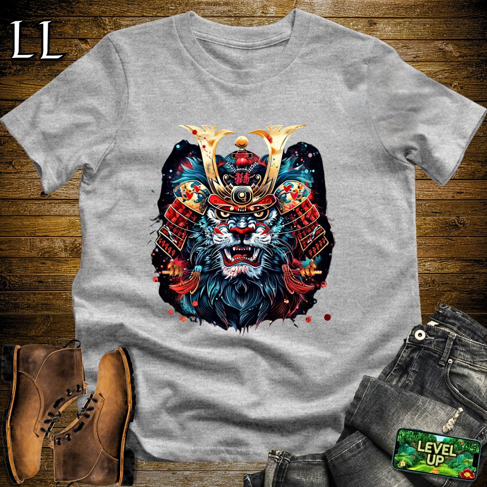 Blue Lion Samurai Sport Grey | Majestic Warrior Tee