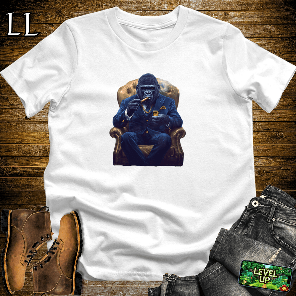 Blue Suit Cigar Gorilla - White - LegacyLayers