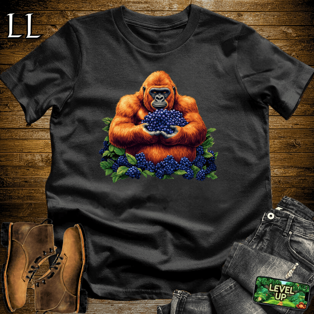 Blueberry Gorilla Softstyle Tee Black | Food Lover Tee