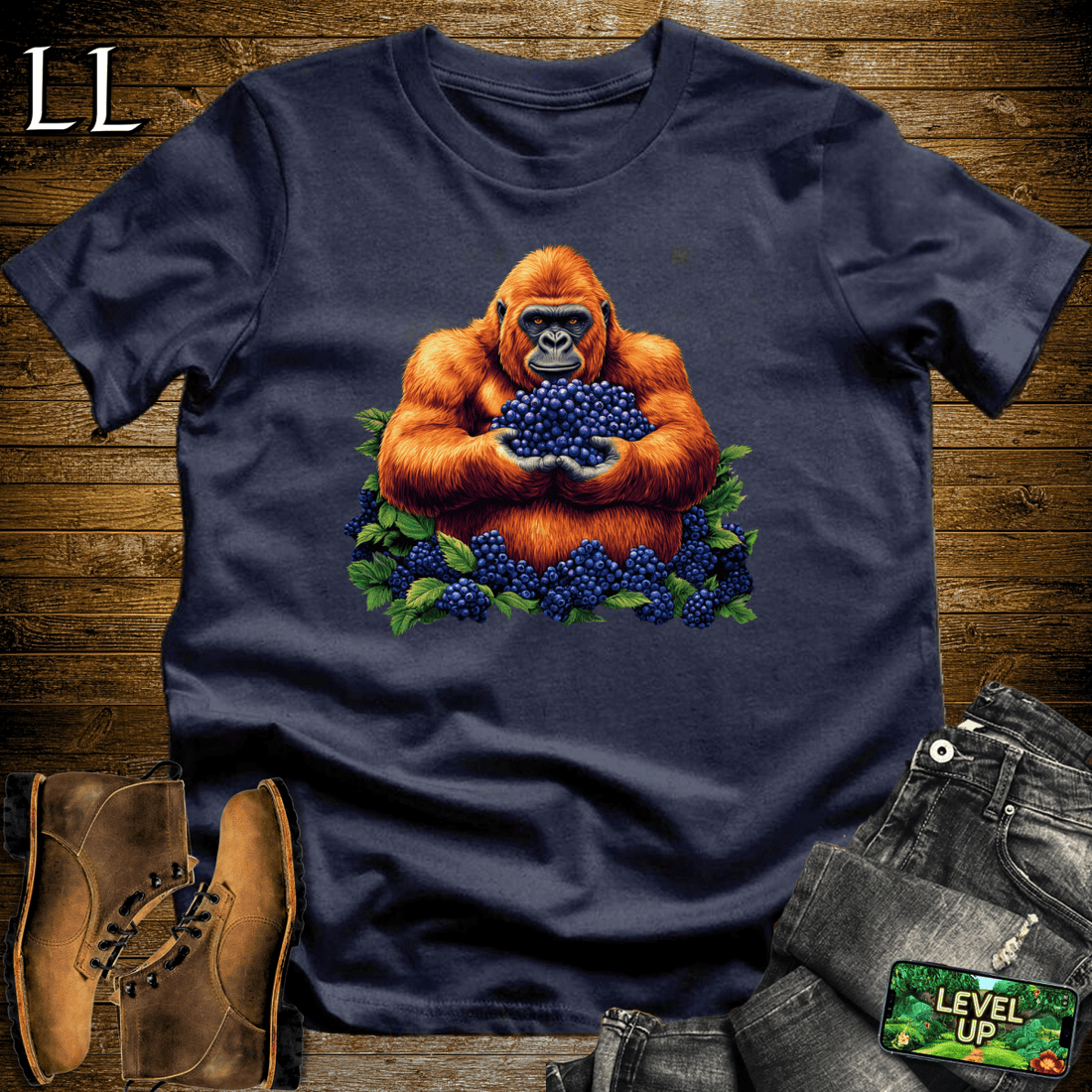 Blueberry Gorilla Softstyle Tee Navy | Food Lover Tee