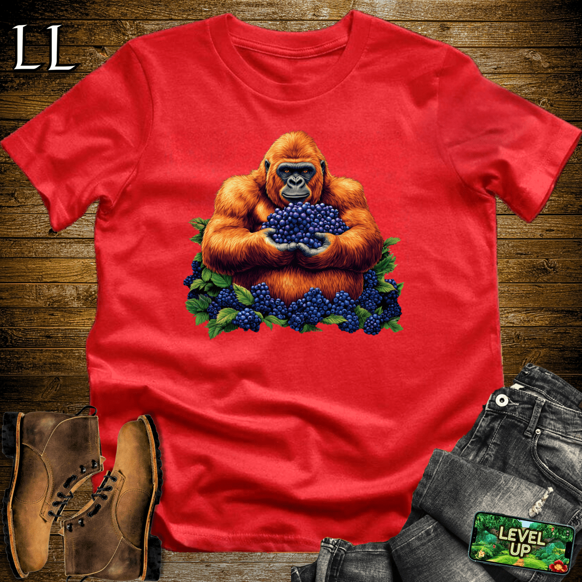 Blueberry Gorilla Softstyle Tee - Red - LegacyLayers