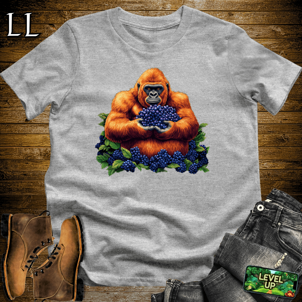 Blueberry Gorilla Softstyle Tee - Sport Grey - LegacyLayers