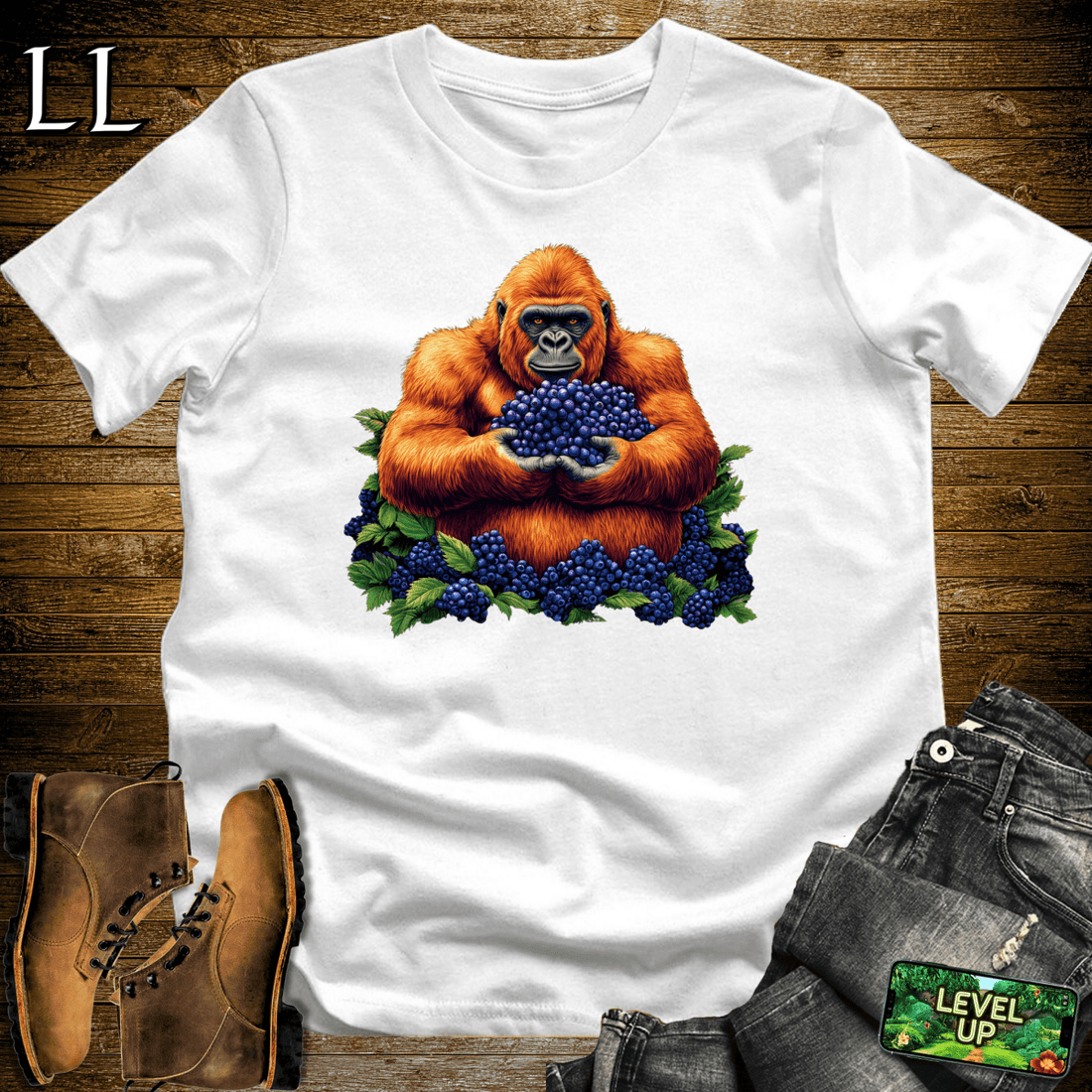 Blueberry Gorilla Softstyle Tee White | Food Lover Tee