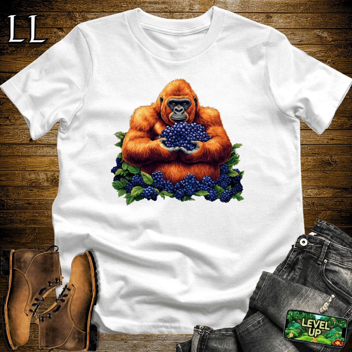 Blueberry Gorilla Softstyle Tee - White - LegacyLayers