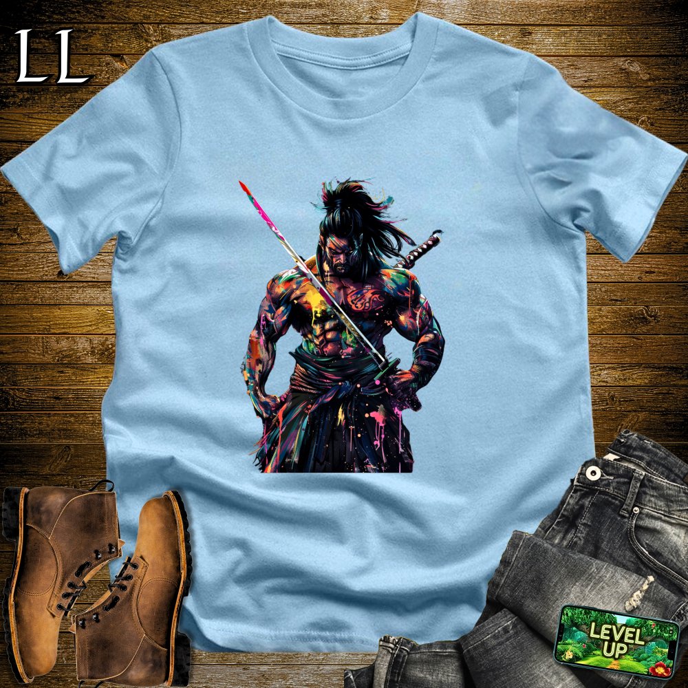 Body Builder Samurai Light Blue | Strength Warrior Tee