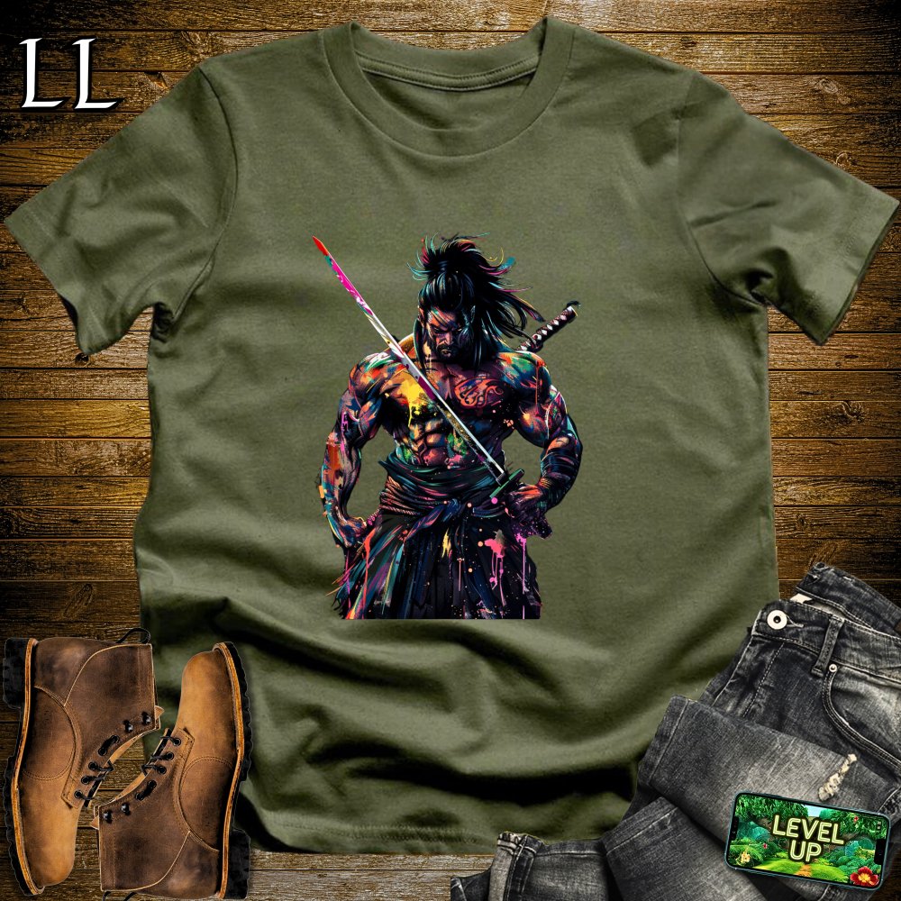 Body Builder Samurai Military Green | Strength Warrior Tee