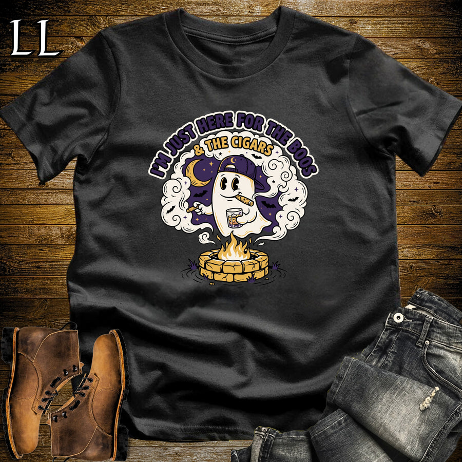 Boos & Cigars Ghost Fire Pit Bourbon Cigar T-Shirt Black | Ghost Bourbon Cigar Shirt