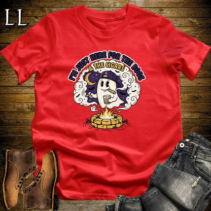 Boos & Cigars Ghost Fire Pit Bourbon Cigar T-Shirt Red | Ghost Bourbon Cigar Shirt