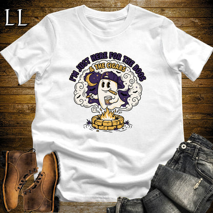 Boos & Cigars Ghost Fire Pit Bourbon Cigar T-Shirt White | Ghost Bourbon Cigar Shirt
