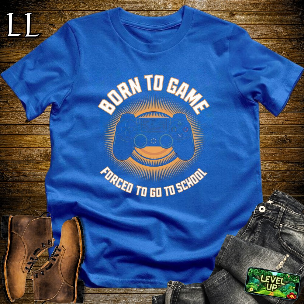 Born to Game Forced to go to School Softstyle Tee - Royal - LegacyLayers