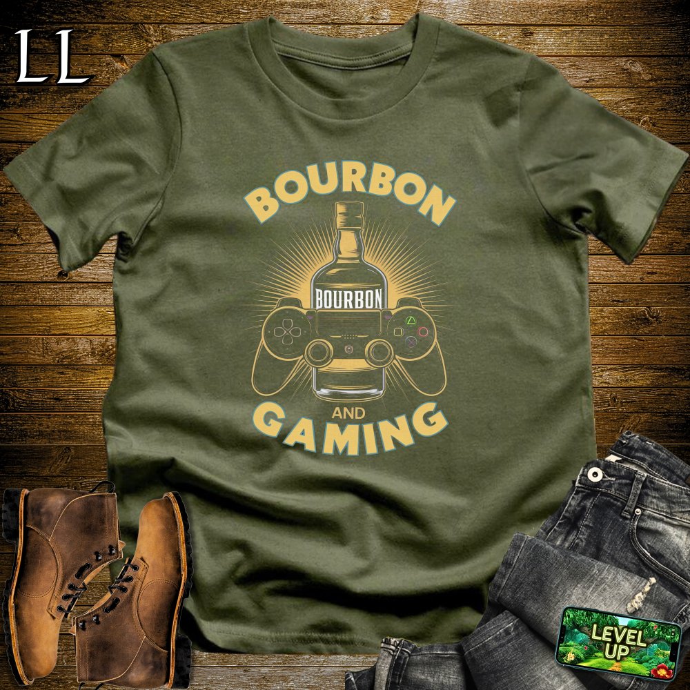 Bourbon and Gaming Softstyle Tee - Military Green - LegacyLayers